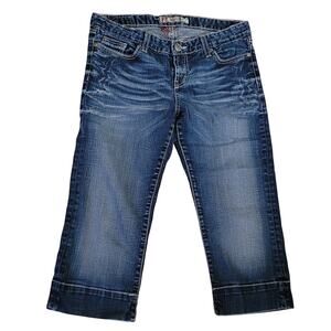 BKE Madison Buckle Womens Distressed Low-Rise Stretch Denim Capris Size 30 EUC
